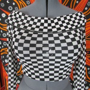 Dolls Kill Checkered Mesh Crop Top